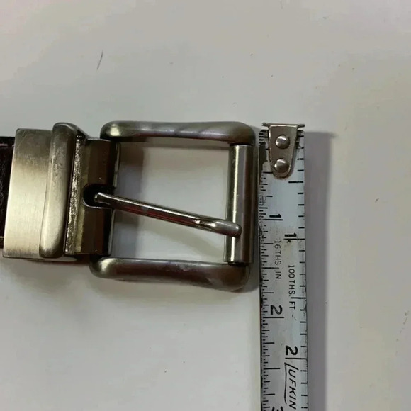 Source Unknown, reversible buckle, Men’s 100% leather silver buckle, black brown - Picture 5 of 11